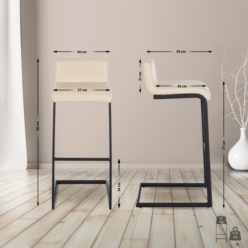 Juego de 2 taburetes de bar Newport B en piel sintética