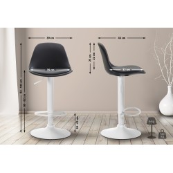 Taburete de bar Kiel, totalmente tapizado en piel sintética blanca.