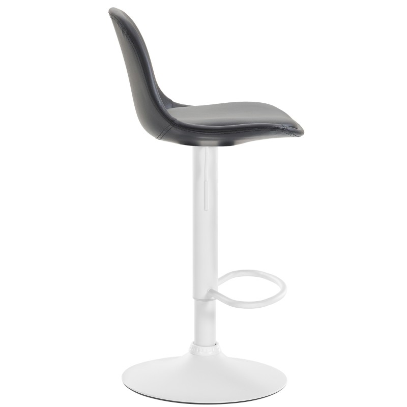 Taburete de bar Kiel, totalmente tapizado en piel sintética blanca.