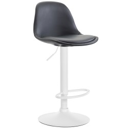 Taburete de bar Kiel, totalmente tapizado en piel sintética blanca.