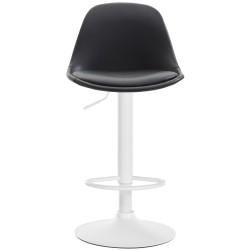 Taburete de bar Kiel, totalmente tapizado en piel sintética blanca.