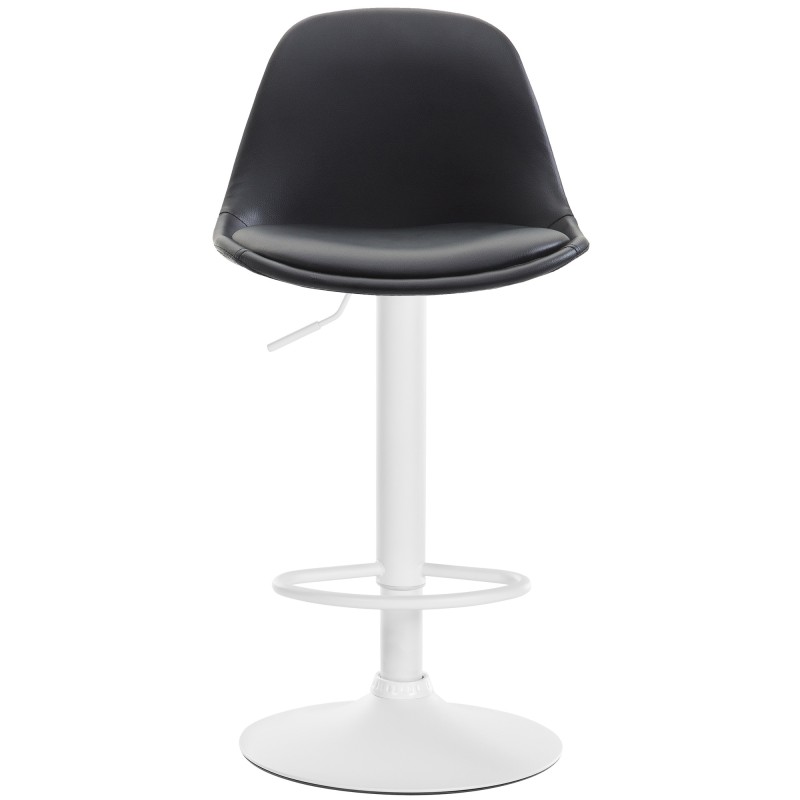 Taburete de bar Kiel, totalmente tapizado en piel sintética blanca.