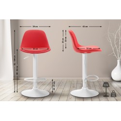 Taburete de bar Kiel, totalmente tapizado en piel sintética blanca.