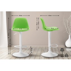 Taburete de bar Kiel, totalmente tapizado en piel sintética blanca.