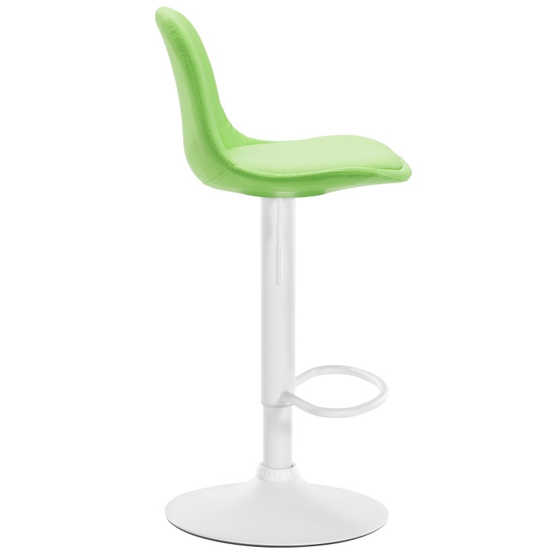 Taburete de bar Kiel, totalmente tapizado en piel sintética blanca.