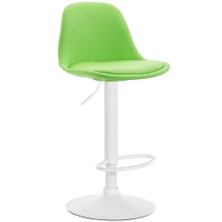 Taburete de bar Kiel, totalmente tapizado en piel sintética blanca.