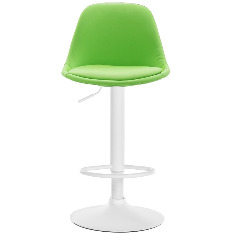 Taburete de bar Kiel, totalmente tapizado en piel sintética blanca.