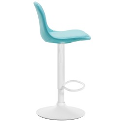 Taburete de bar Kiel, totalmente tapizado en piel sintética blanca.