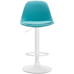 Taburete de bar Kiel, totalmente tapizado en piel sintética blanca.