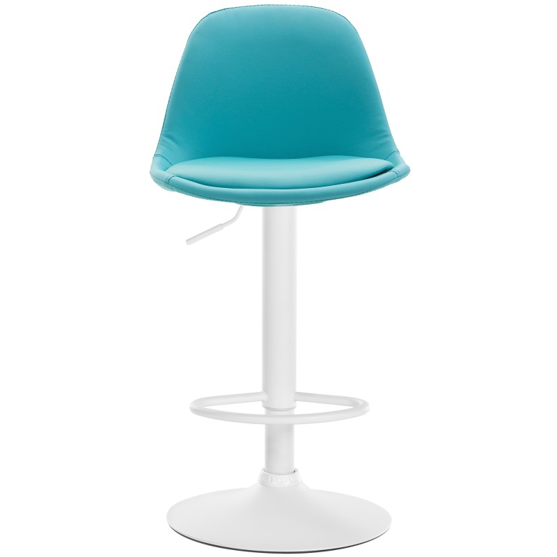 Taburete de bar Kiel, totalmente tapizado en piel sintética blanca.