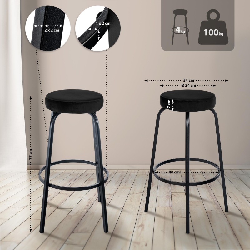 taburete de bar de terciopelo Kamari