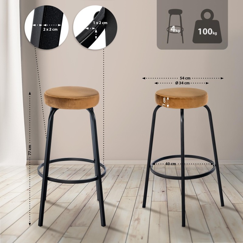 taburete de bar de terciopelo Kamari