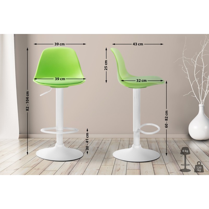 Taburete de bar Kiel, imitación de cuero, blanco