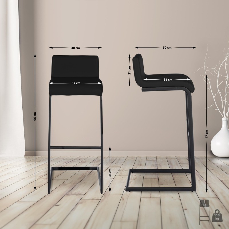 Taburete de bar Newport, piel sintética, B