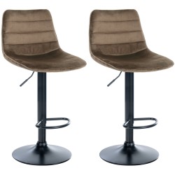 Juego de 2 taburetes de bar Lex en terciopelo negro