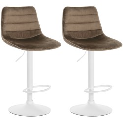 Juego de 2 taburetes de bar Lex en terciopelo blanco