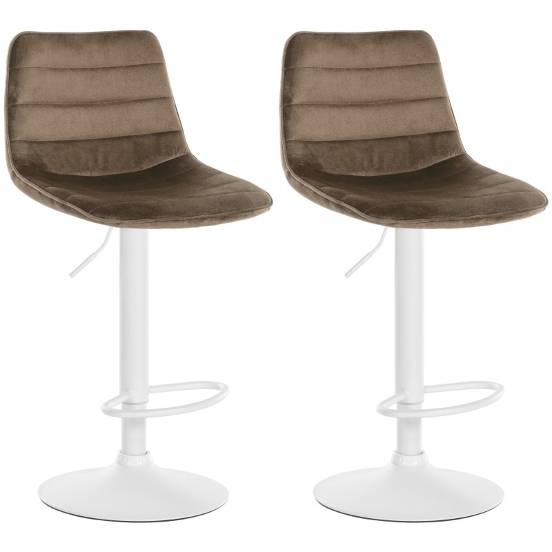 Juego de 2 taburetes de bar Lex en terciopelo blanco