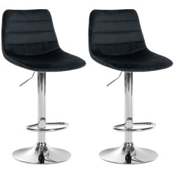 Juego de 2 taburetes de bar Lex en terciopelo cromado