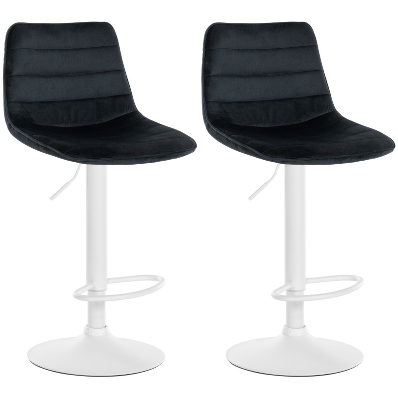 Juego de 2 taburetes de bar Lex en terciopelo blanco