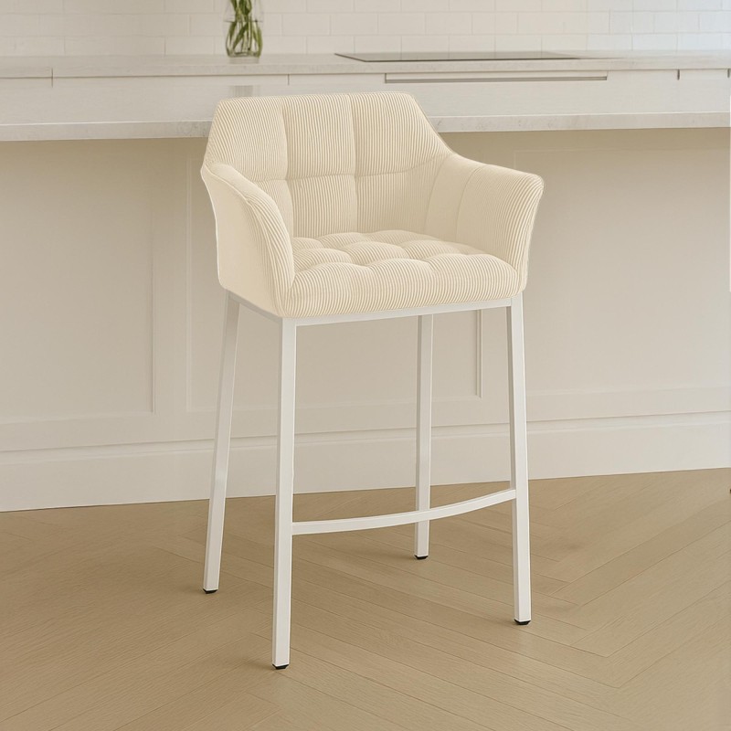 Taburete de bar Damaso W Cord con base de 4 patas