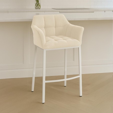 Taburete de bar Damaso W Cord con base de 4 patas