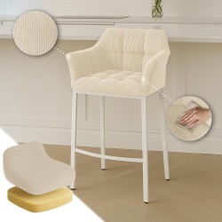 Taburete de bar Damaso W Cord con base de 4 patas