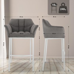 Taburete de bar Damaso W Cord con base de 4 patas