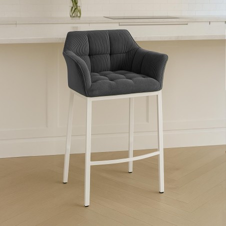 Taburete de bar Damaso W Cord con base de 4 patas