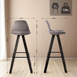 Juego de 2 taburetes de bar cuadrados tapizados Corbin