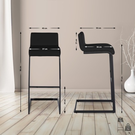 Juego de 2 taburetes de bar Newport B en piel sintética