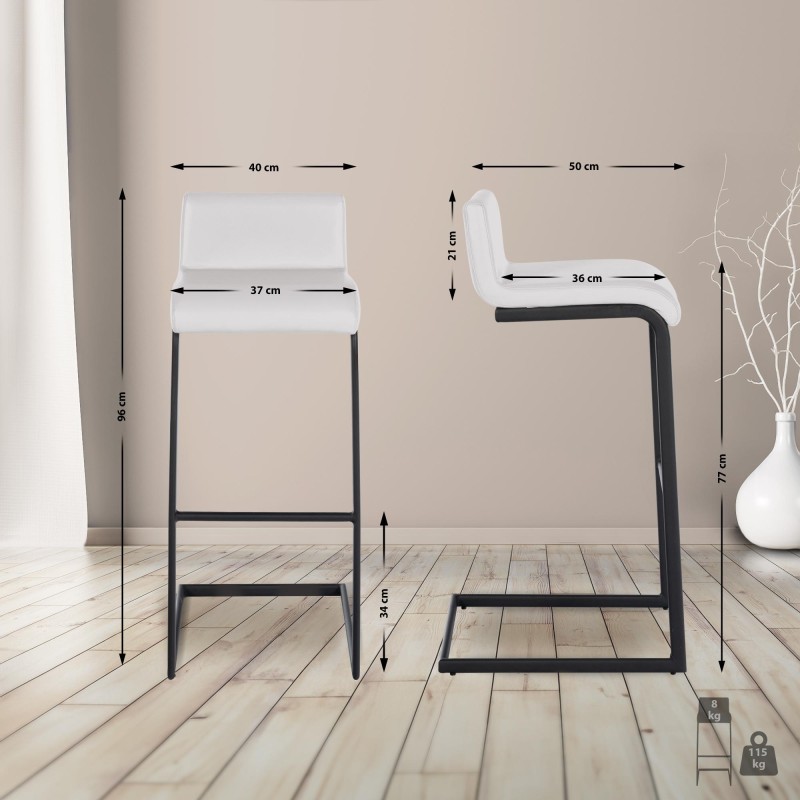 Juego de 2 taburetes de bar Newport B en piel sintética