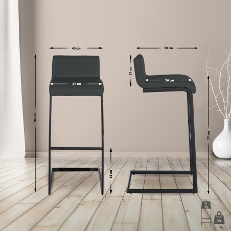Juego de 2 taburetes de bar Newport B en piel sintética