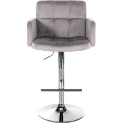 Juego de 2 taburetes de bar Los Ángeles en terciopelo cromado