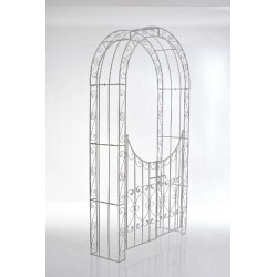 Arco de rosas con puerta Sina blanca antigua