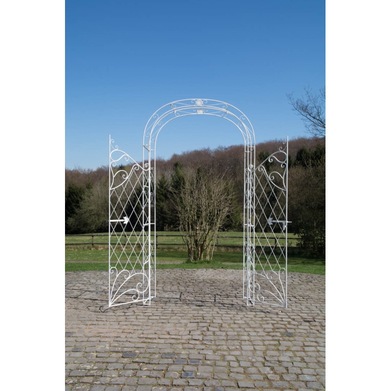 Arco de rosas con puerta Melissa blanca antigua