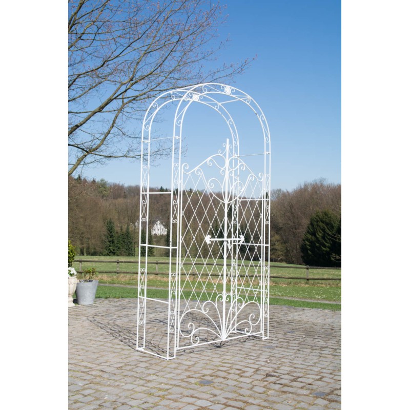 Arco de rosas con puerta de Melissa blanca