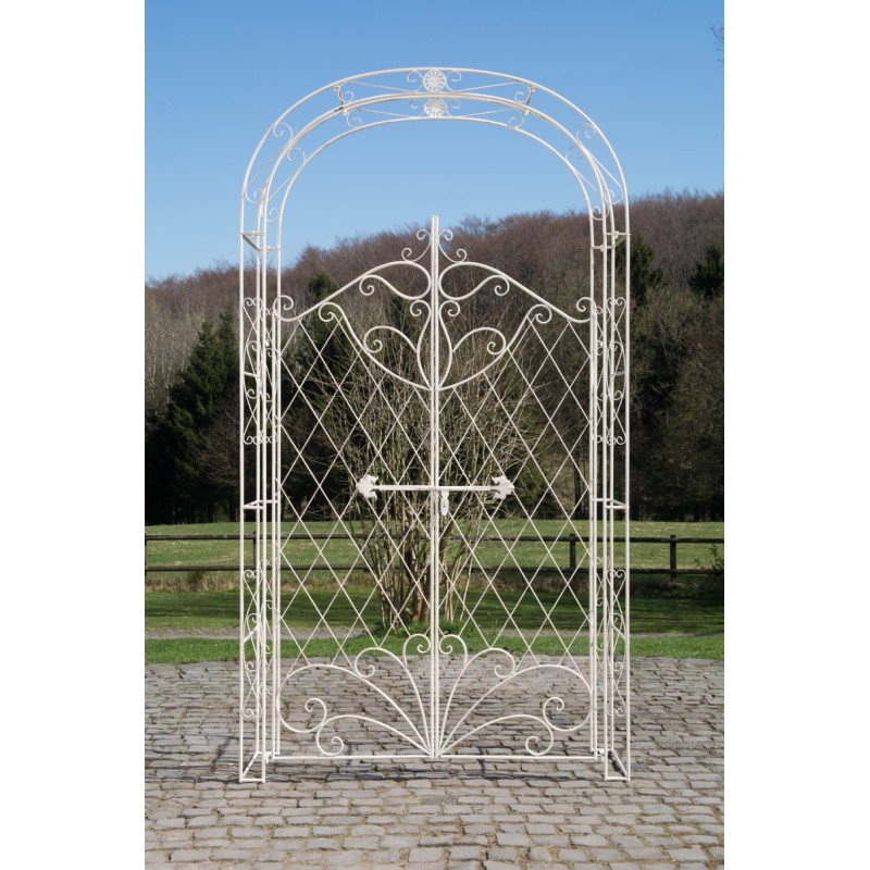 Arco de rosas con puerta Melissa color crema antigua