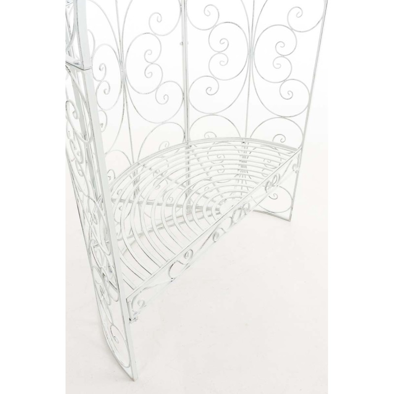 Pabellón semiabierto Rosie con banco blanco antiguo