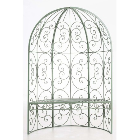 Pabellón semiabierto Rosie con banco verde antiguo