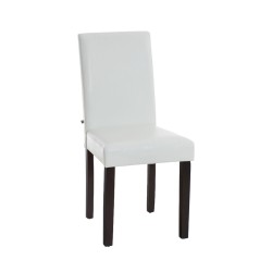 Una silla de comedor, marrón oscuro y blanca