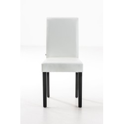 Una silla de comedor, marrón oscuro y blanca