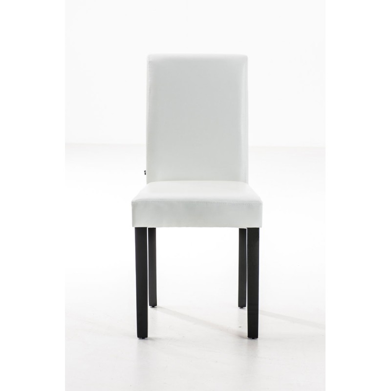 Una silla de comedor, marrón oscuro y blanca