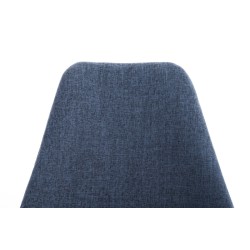 Silla con patas de palo, tapizada, redonda, negra/azul