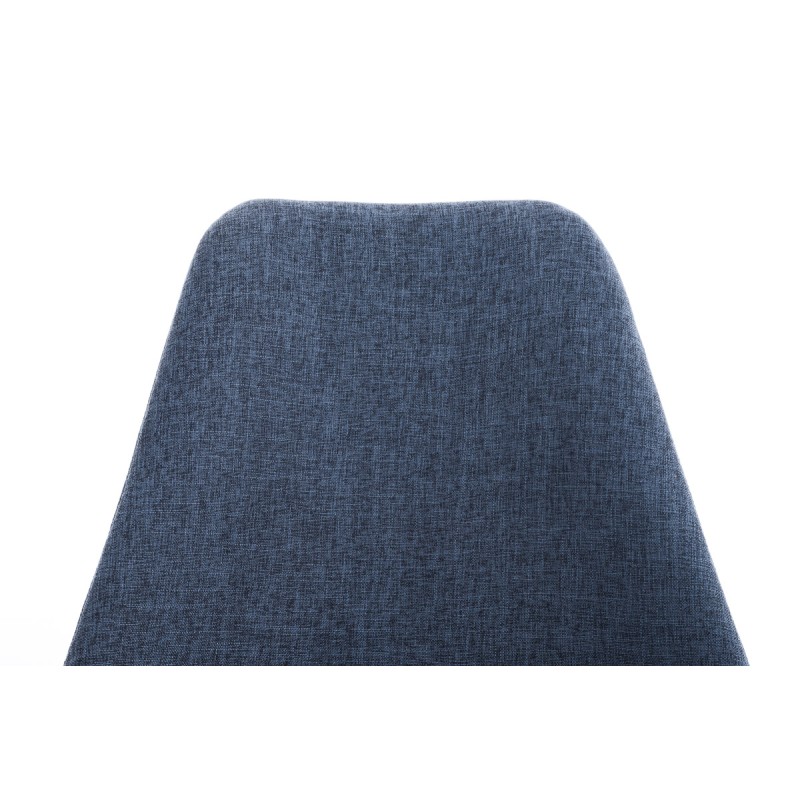 Silla con patas de palo, tapizada, redonda, negra/azul