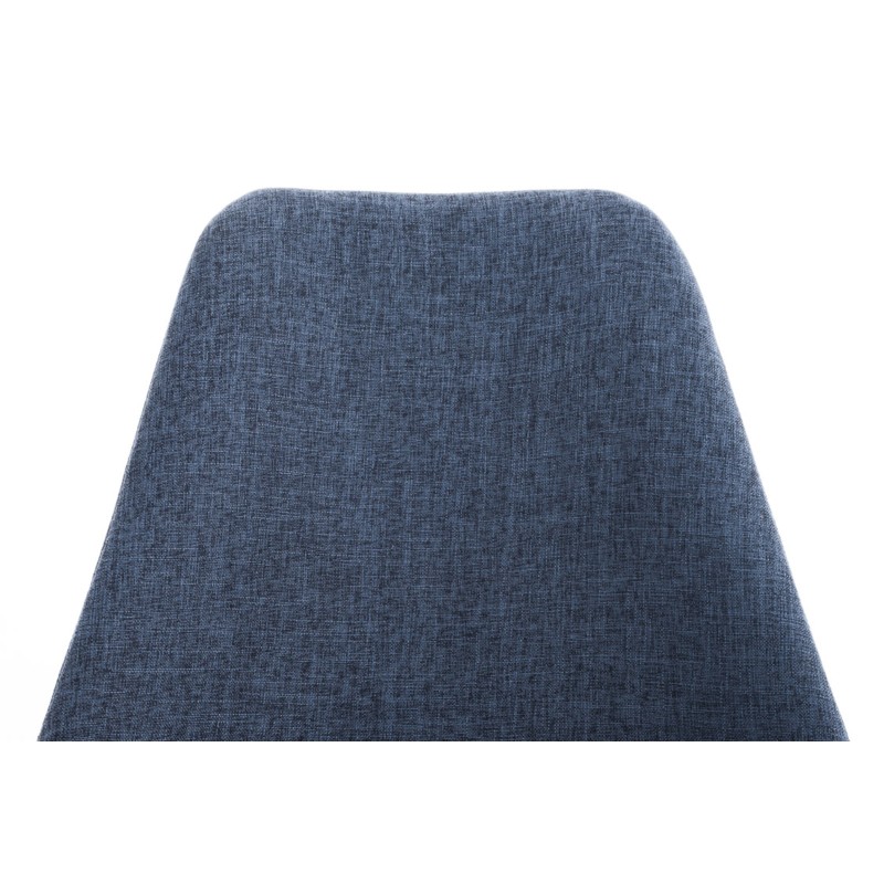 Silla con patas de palo, tapizada en tela cuadrada, azul natural