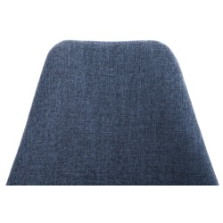 Silla con patas de madera, tapizada en tela cuadrada, negra/azul