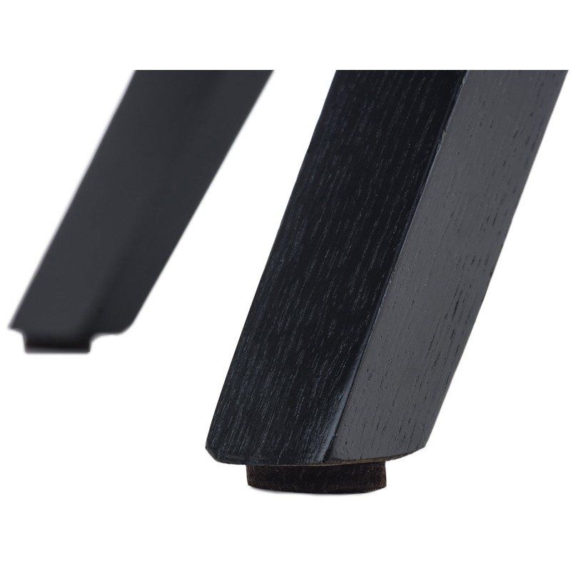 Silla con patas de madera, tapizada en tela cuadrada, negra/azul