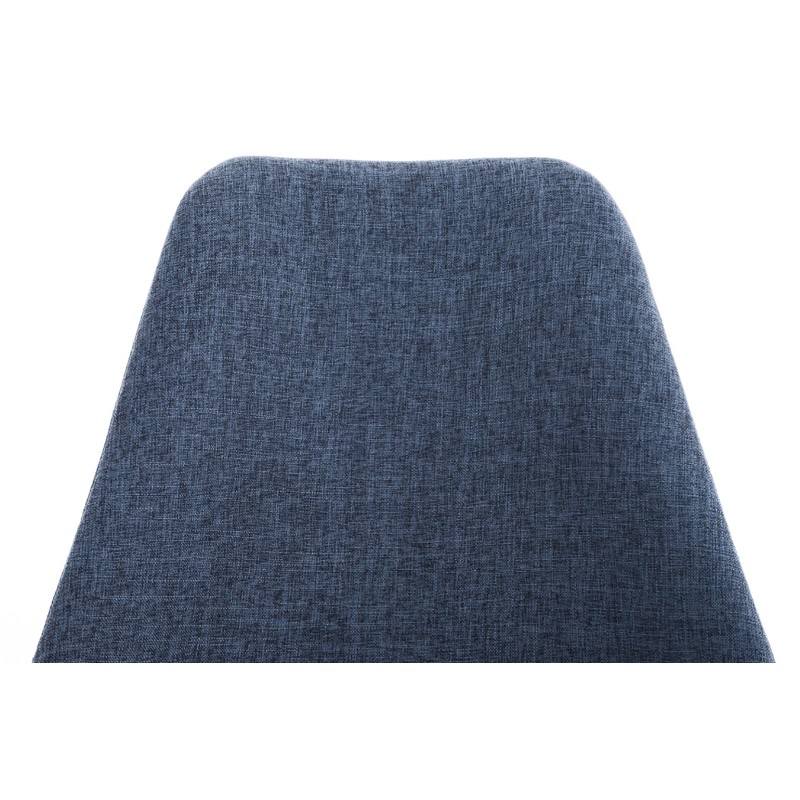 Silla con patas de palo, tapizada, cuadrada, blanca/azul