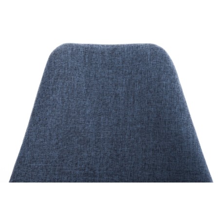 Silla con patas de palo, tapizada, cuadrada, blanca/azul