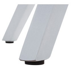 Silla con patas de palo, tapizada, cuadrada, blanca/azul